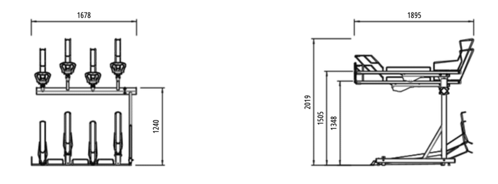 Schéma technique d’un rack vélo double étage